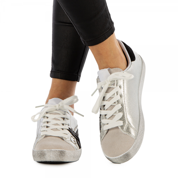 Γυναικεία αθλητικά παπούτσια  Seran λευκά με μαύρο, 3 - Kalapod.gr